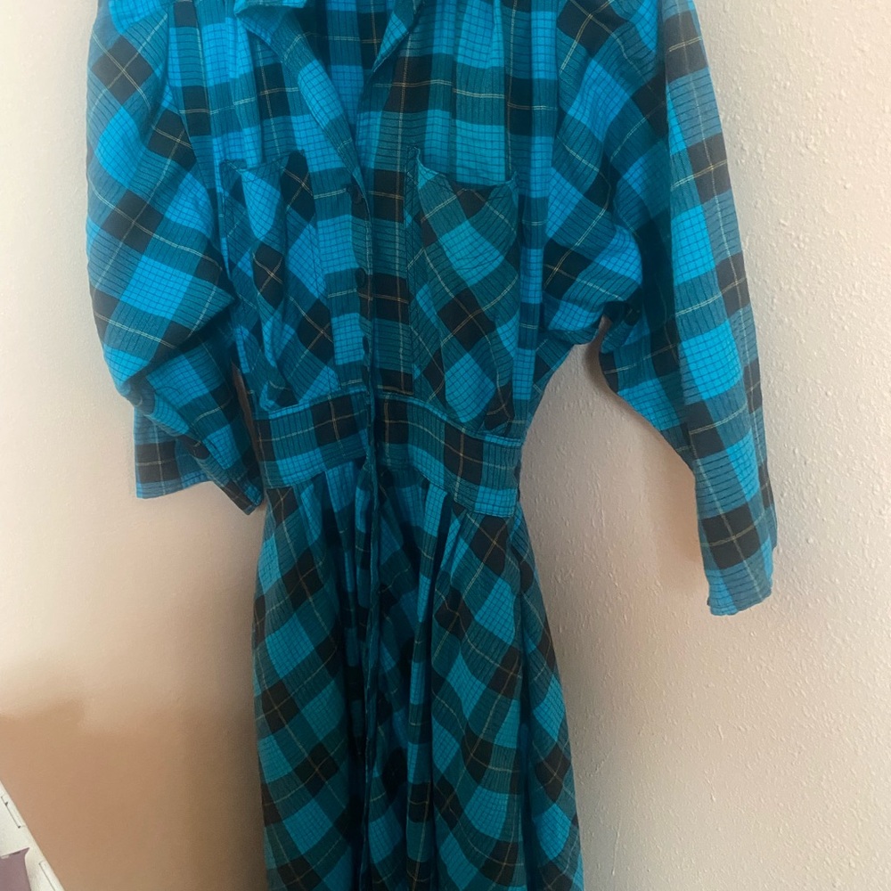 Blue and Black Plaid Dress